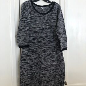 Black and White Marled Cotton Shift Dress
